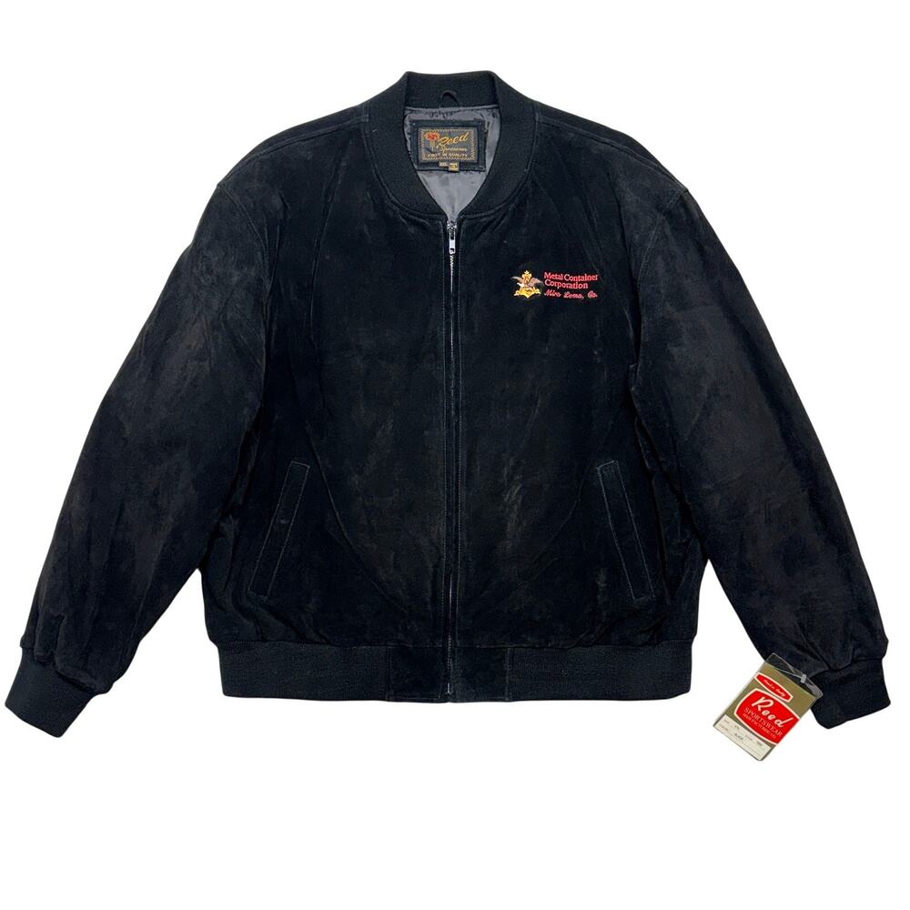 Vintage Anheuser-Busch Jacket XXL Black Suede Leather Full-Zip Reed Sportswear